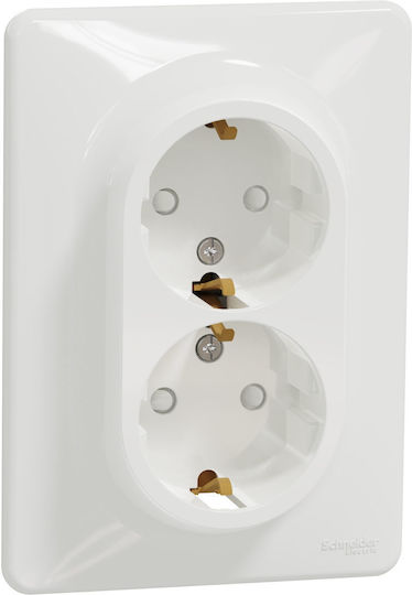 Schneider Electric Sedna Design Διπλή Χωνευτή Πρίζα Ρεύματος Λευκή SDD311221