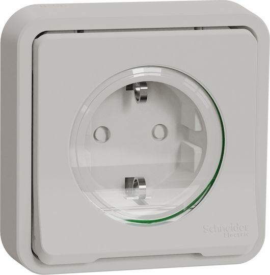 Schneider Electric Μονή Χωνευτή Πρίζα Ρεύματος Στεγανή Λευκή MUR39132