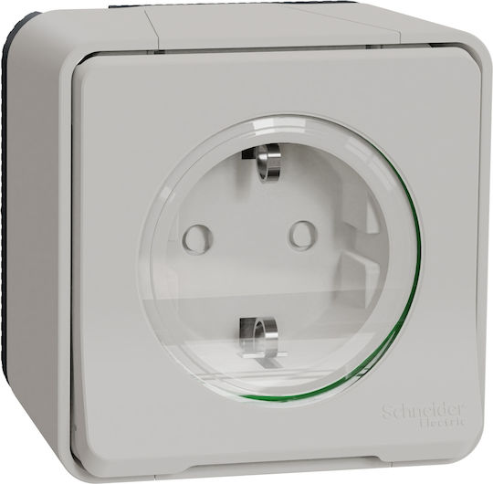 Schneider Electric Μονή Εξωτερική Πρίζα Ρεύματος Στεγανή Λευκή MUR39034