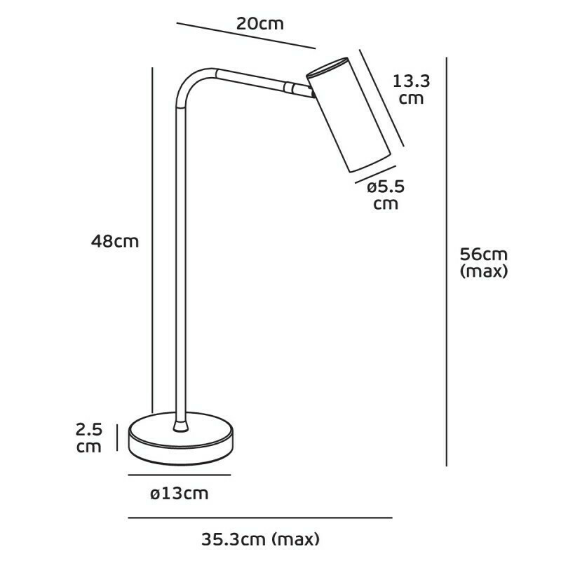 VK Φωτιστικό γραφείου LED, 230V, GU10, Max 35W, IP20, ø35.3x56.2cm, μαύρο VK/03096/B - second view