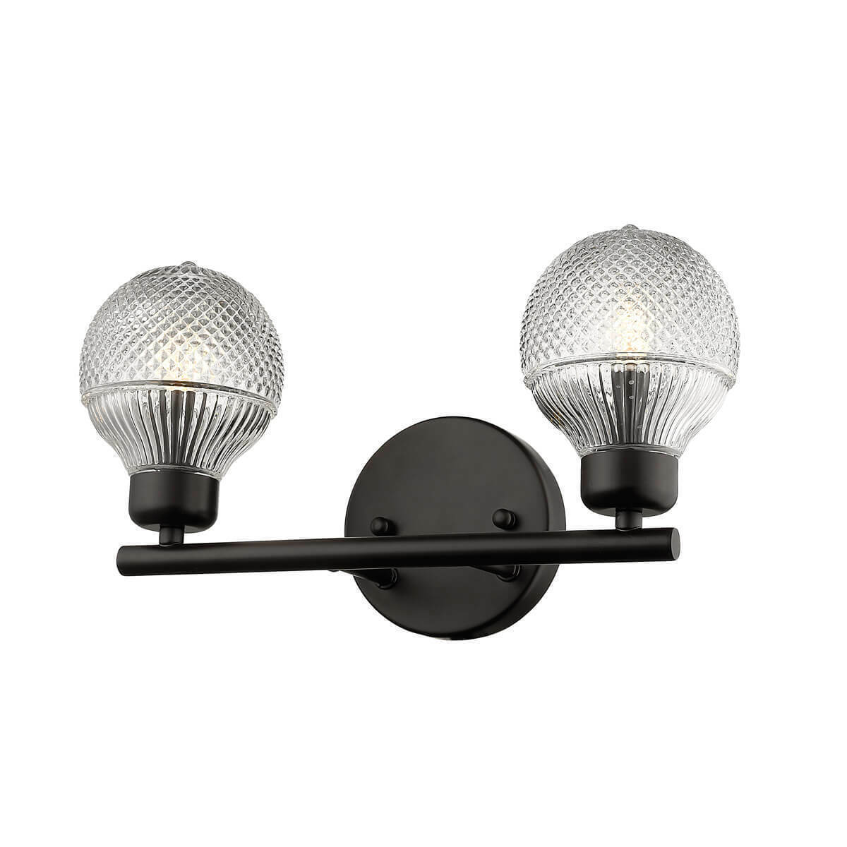 VK Απλίκα τοίχου διπλή γυάλινη-μεταλλική (VK/03069/2/WA/BR), 240V, 2xG9, Max 2x8W (LED), IP20, 36x16.5x9cm, καφέ μέταλλο, γυαλί 64171-056697