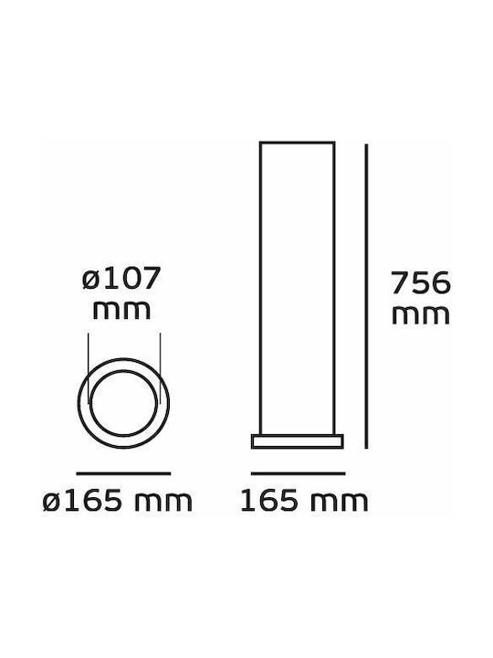 VK Φωτιστικό δαπέδου 240V E27/A60 Max 20W (LED) IP54 ø16.5x75.6cm γκρι VK/01091/G/75 75169-301997 - second view