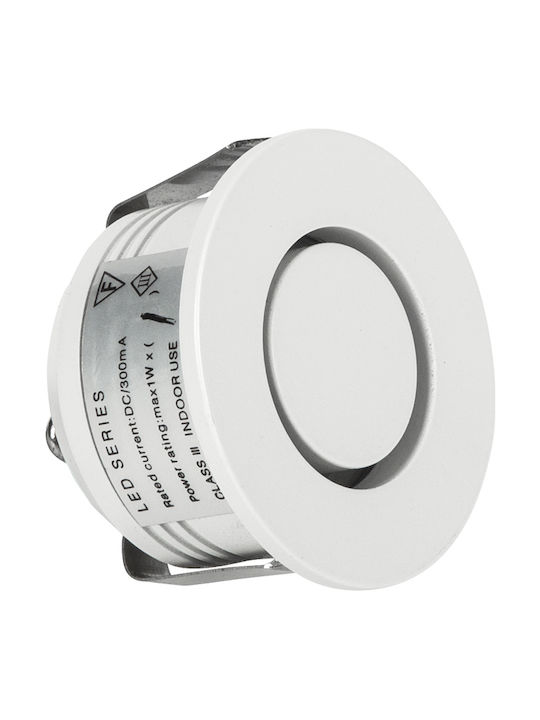 VK Lighting Στρογγυλό Μεταλλικό Χωνευτό Σποτ με Ενσωματωμένο LED και Θερμό Λευκό Φως 1W Ασημί 4x4εκ. 1τμχ VK/04225/W/W 75169-043721