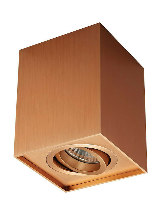 VK Φωτιστικό οροφής κύβος 240V GU10/PAR16 Max 12W (LED) IP20 κινητό 9.65x9.65x12.5cm χάλκινο VK/03081CE/COP 75169-227108