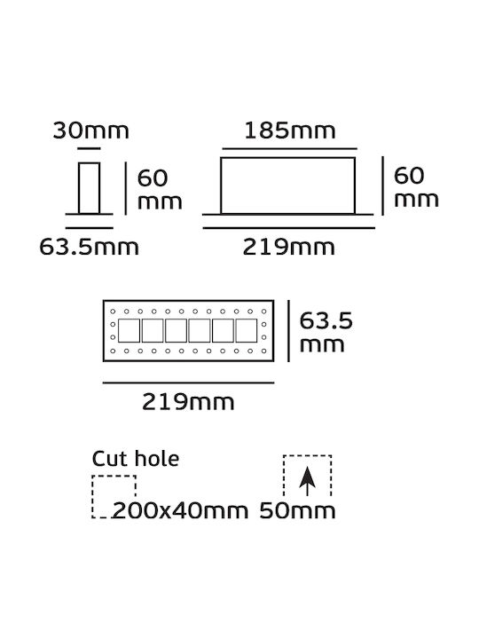 VK Lighting Παραλληλόγραμμο Μεταλλικό Χωνευτό Σποτ με Ενσωματωμένο LED και Θερμό Λευκό Φως Λευκό 1τμχ VK/04266TR/W/6/W 71164-058721 - second view