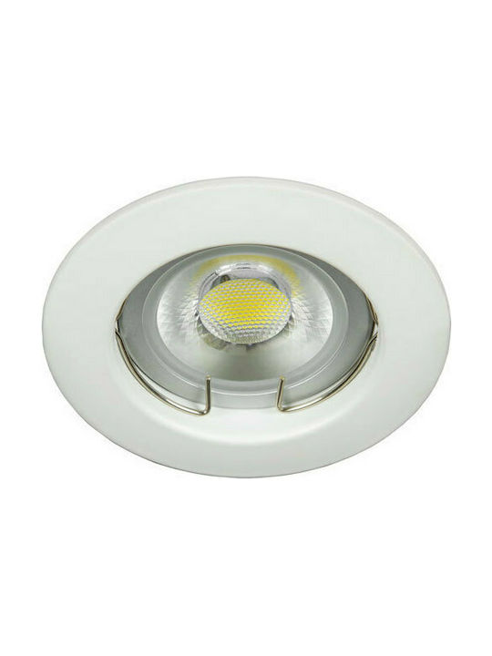 VK Lighting Στρογγυλό Μεταλλικό Χωνευτό Σποτ με Ντουί GU10 Λευκό 7.7x7.7εκ. 1τμχ VK/03009G/W 64173-023121