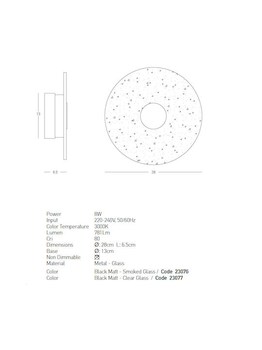 Zambelis Lights Μοντέρνο Φωτιστικό Τοίχου με Ενσωματωμένο LED και Θερμό Λευκό Φως Μαύρο 28x4.5εκ. 23077 - second view