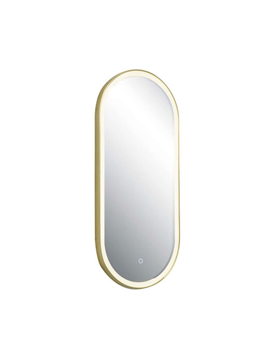 Zambelis Lights Καθρέπτης Τοίχου Οβάλ με Κίτρινο Αλουμινένιο Πλαίσιο &amp; LED Φωτισμό 90x40cm 25386 - second view