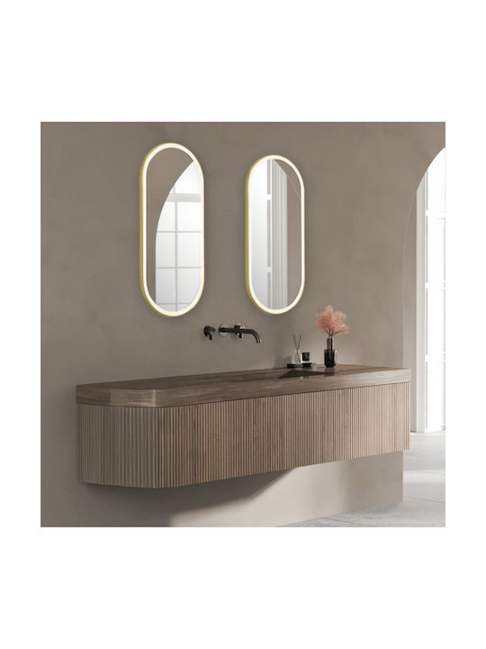 Zambelis Lights Καθρέπτης Τοίχου Οβάλ με Κίτρινο Αλουμινένιο Πλαίσιο &amp; LED Φωτισμό 90x40cm 25386