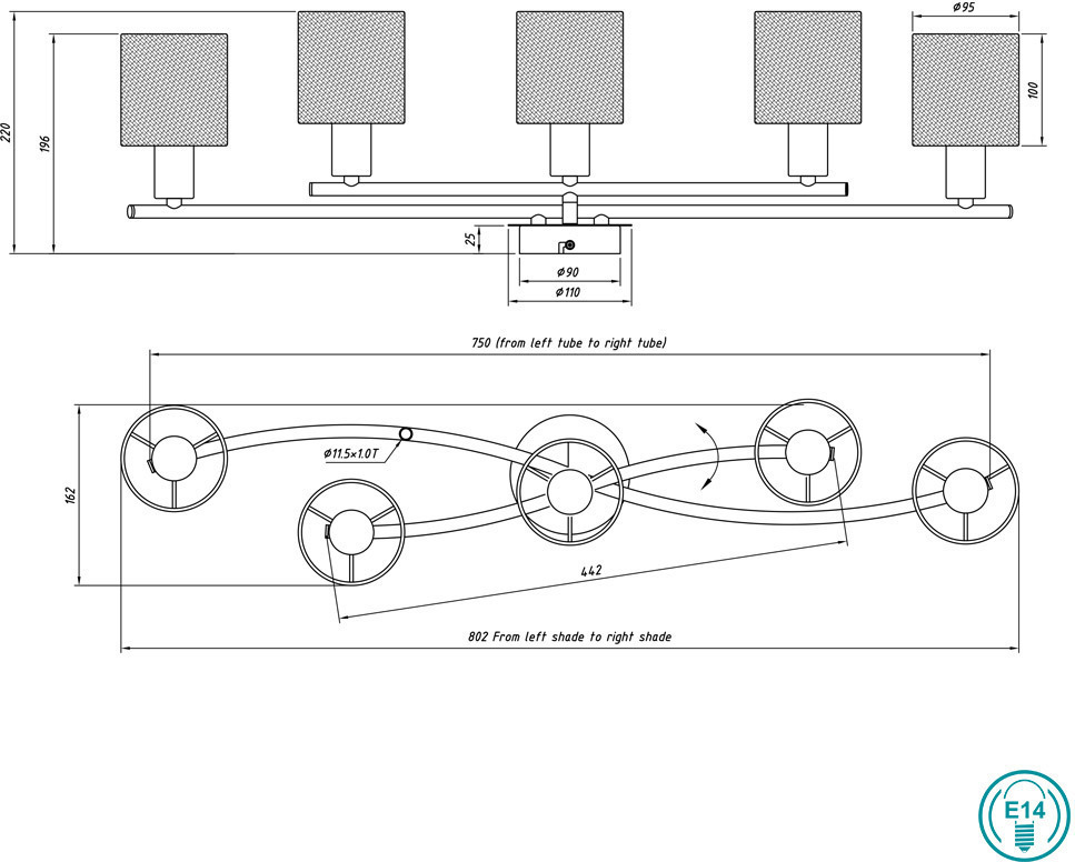 Trio Lighting Garda Μεταλλική Πλαφονιέρα Οροφής Γκρι 605400511 - μικρογραφία 5