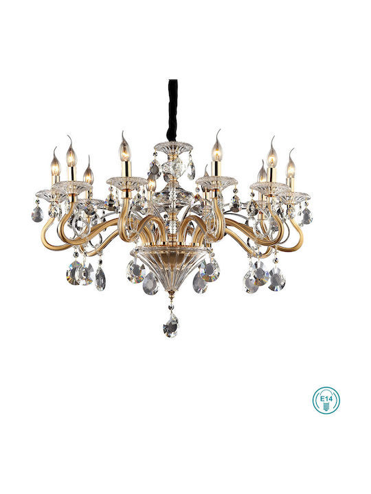 Ideal Lux Πολυέλαιος 10xE14 Ø85cm με Κεράκια Χρυσός 087771