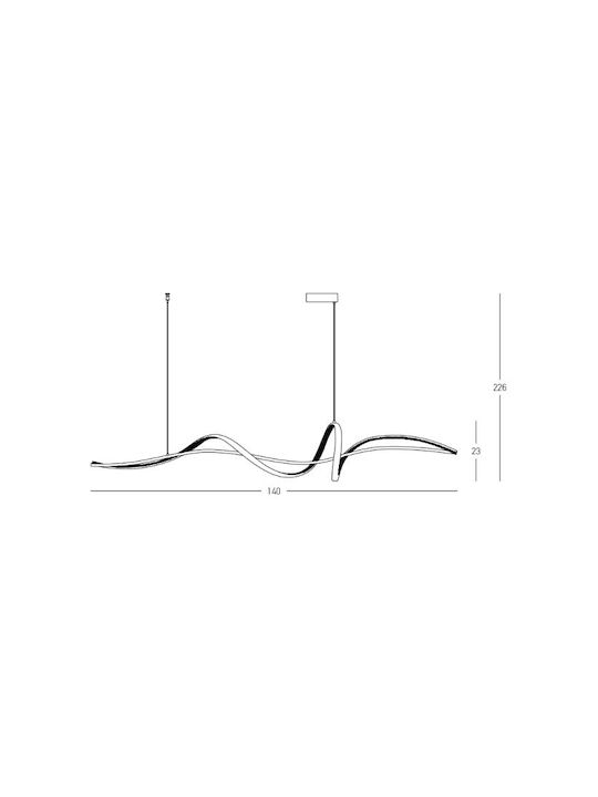 Zambelis Lights Κρεμαστό Φωτιστικό LED με Θερμό Λευκό Φως Ράγα Μαύρο 140x23x226εκ. 23109 - second view