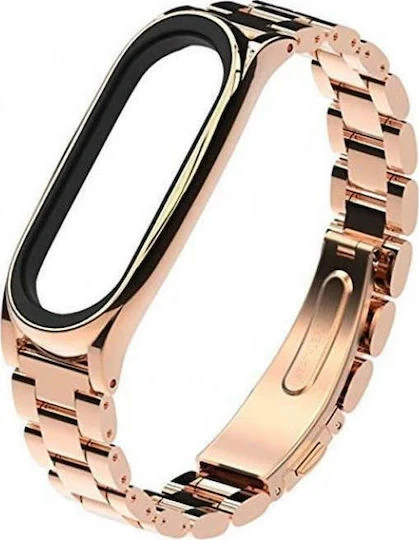  Stainless Steel Λουράκι Xiaomi Mi Band 5 - Rose Gold - μικρογραφία 4