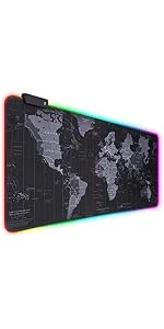 Gaming MousePad με RGB LED 40x90cm World Map - μικρογραφία 4