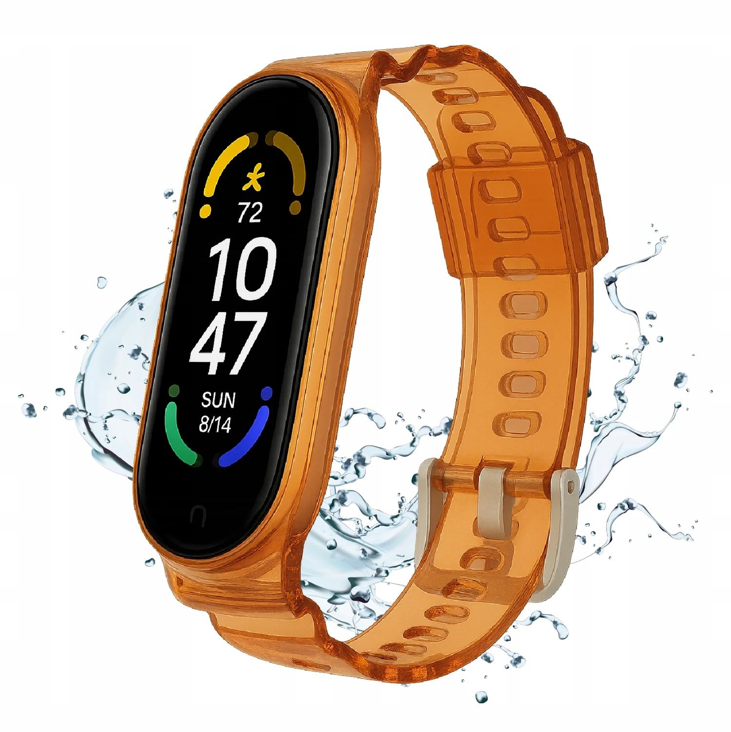 ΛΟΥΡΑΚΙ ΣΙΛΙΚΟΝΗΣ ΜΕ ΚΟΥΜΠΩΜΑ XIAOMI MI BAND 5/6 - ΔΙΑΦΑΝΟ ΠΟΡΤΟΚΑΛΙ - second view