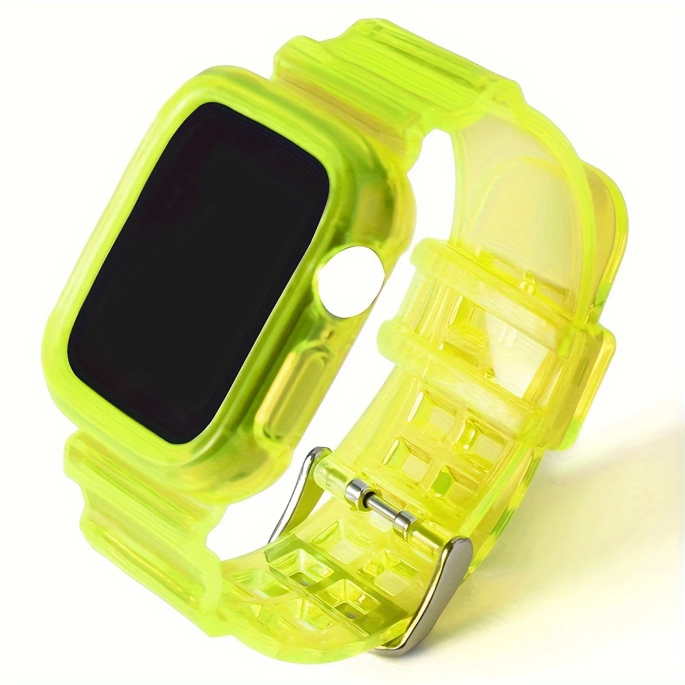 ΛΟΥΡΑΚΙ ΣΙΛΙΚΟΝΗΣ ΜΕ ΚΟΥΜΠΩΜΑ JELLY STRAP APPLE WATCH 44MM - ΔΙΑΦΑΝΟ ΛΑΧΑΝΙ - second view