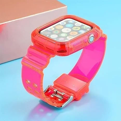 ΛΟΥΡΑΚΙ ΣΙΛΙΚΟΝΗΣ ΜΕ ΚΟΥΜΠΩΜΑ JELLY STRAP APPLE WATCH 42MM - ΔΙΑΦΑΝΟ ΦΟΥΞ - second view