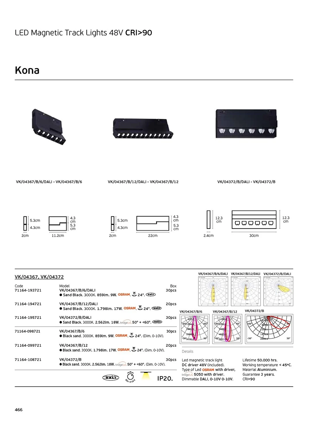 Φωτιστικό κινητό μαγνητικής ράγας 48V, LED 9w, 3000K, 640lm, 24°, CRI>90, IP20, μαύρο VK/04367/B/6 - second view