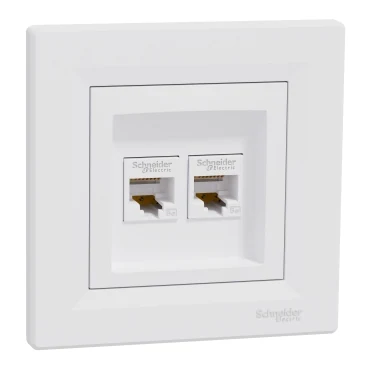 Schneider Electric Asfora Διπλή Πρίζα Δικτύου RJ45 με Πλαίσιο Τύπου Cat5 σε Λευκό Χρώμα EPH4400121 - second view