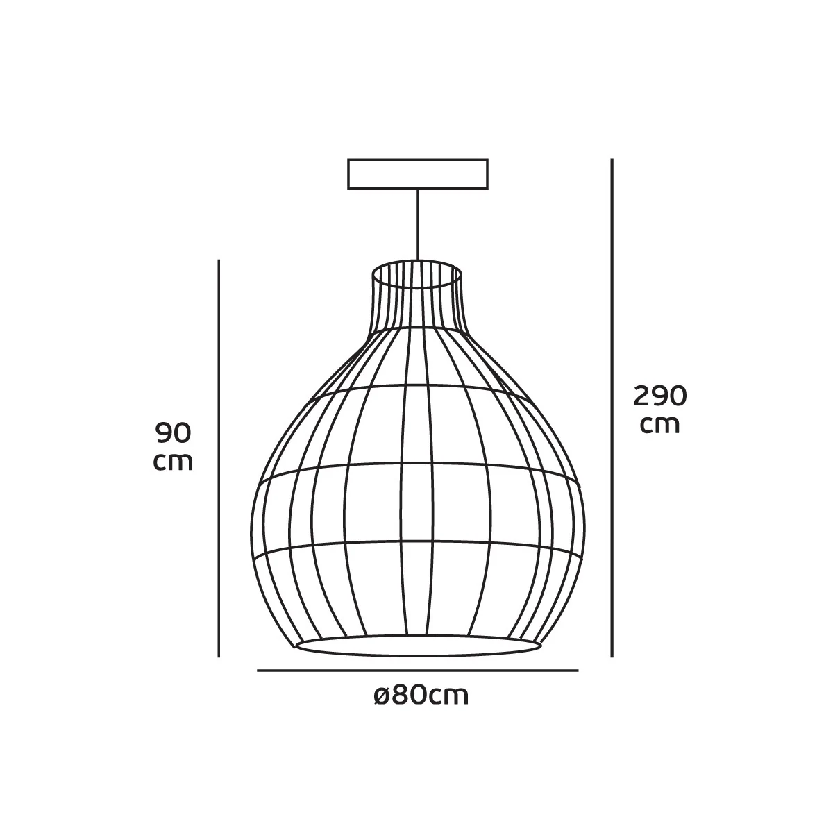 Φωτιστικό κρεμαστό rattan, 240V, Ε27, Max 40w, IP20, ø60x70cm, ανοιχτό καφέ VK/03146PE/60 - second view
