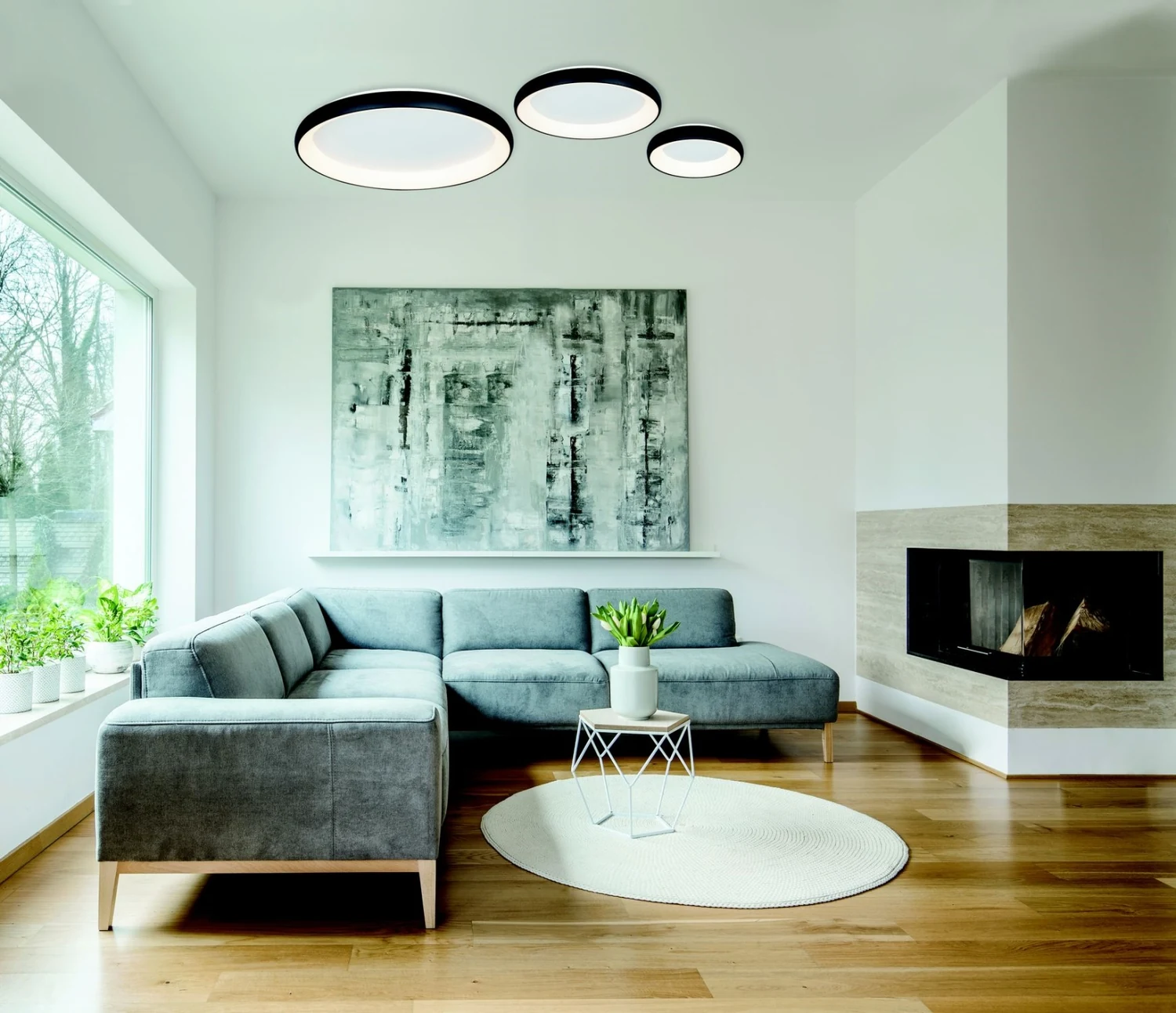 Zambelis Lights Μοντέρνα Μεταλλική Πλαφονιέρα Οροφής με Ενσωματωμένο LED σε Μαύρο χρώμα 80cm 2056 - second view