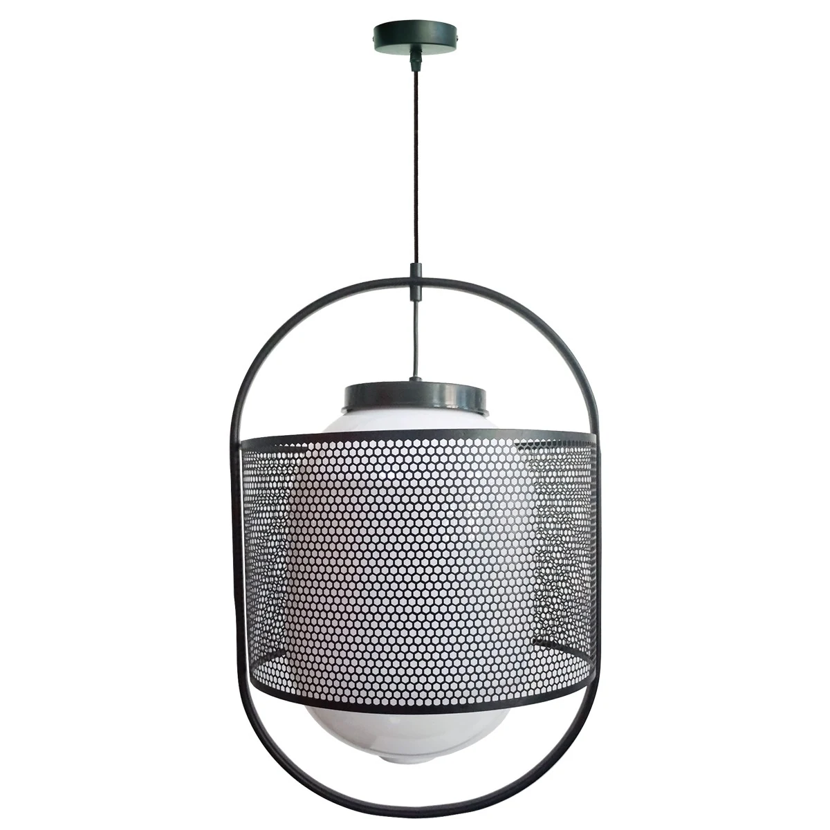 VK Lighting VK/03160/PE/B Μοντέρνο Κρεμαστό Φωτιστικό Μονόφωτο Πλέγμα με Ντουί E27 σε Μαύρο Χρώμα - second view