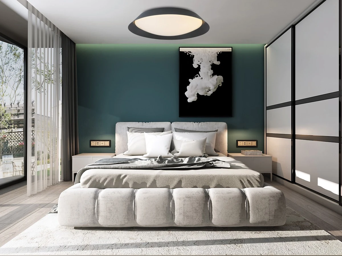 VK Lighting Μοντέρνα Μεταλλική Πλαφονιέρα Οροφής με Ενσωματωμένο LED σε Μαύρο χρώμα VK/04253CE/B/W/58 - μικρογραφία 4