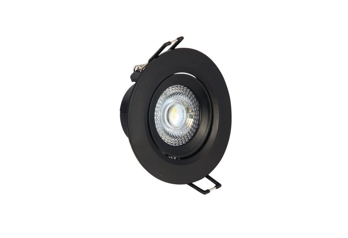 VK Lighting VK/04108/B/W Στρογγυλό Πλαστικό Χωνευτό Σποτ με Ενσωματωμένο LED και Θερμό Λευκό Φως 5W Κινούμενο σε Μαύρο χρώμα 9x9cm - second view