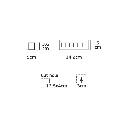 VK Lighting VK/04267/B/6/W Παραλληλόγραμμο Μεταλλικό Χωνευτό Σποτ με Ενσωματωμένο LED και Θερμό Λευκό Φως 6W σε Μαύρο χρώμα 14.2x5cm - second view