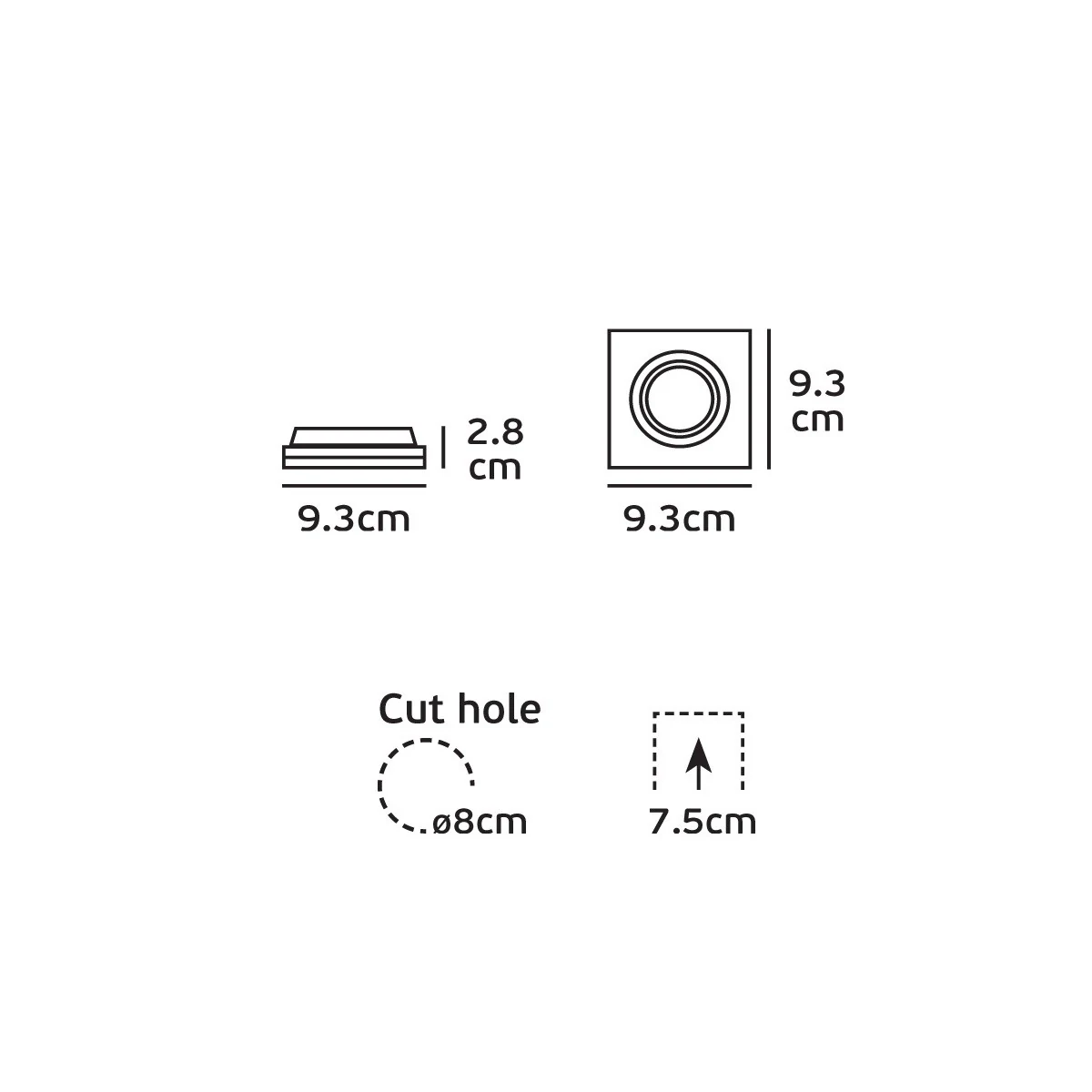 VK Lighting VK/03014G/W Τετράγωνο Μεταλλικό Χωνευτό Σποτ με Ντουί GU10 Κινούμενο σε Λευκό χρώμα 9.3x9.3cm - μικρογραφία 4