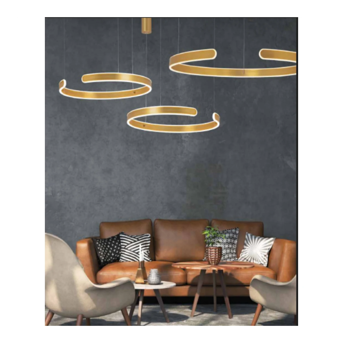 Zambelis Lights Κρεμαστό Φωτιστικό LED με Θερμό Λευκό Φως Χρυσό 80x80εκ. - μικρογραφία 5
