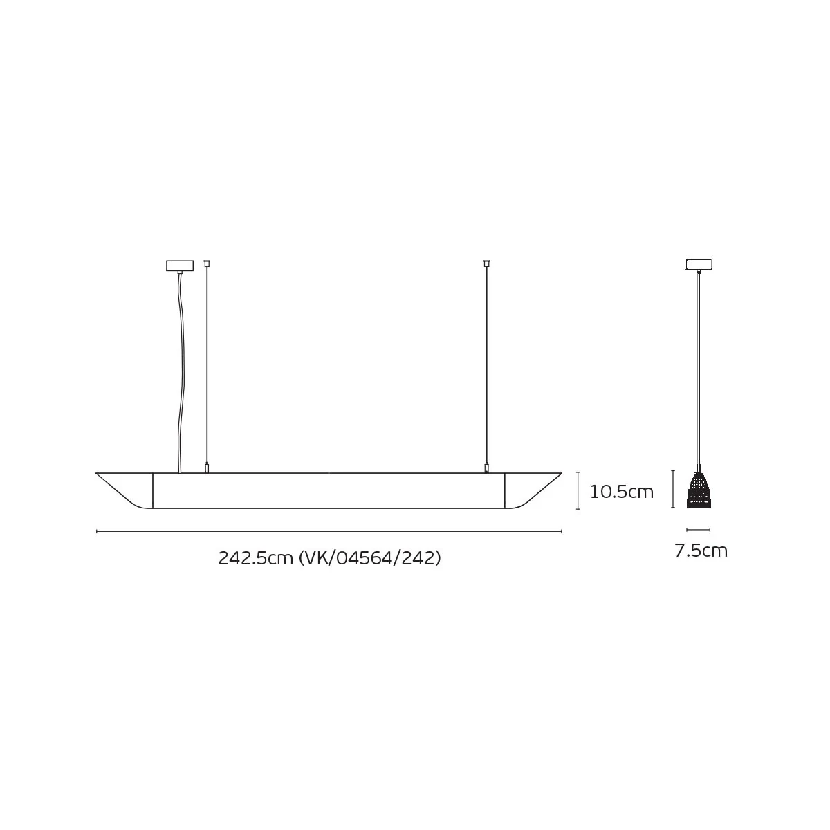 MUTE Ηχομονωτικά φωτιστικά Led 3000K. 60W. 7400lm. 75° CRI>80. L. 242.5cm IP20 Dimmable DALI γκρι VK/04564/242G/W/DA 75168-119773 - μικρογραφία 7