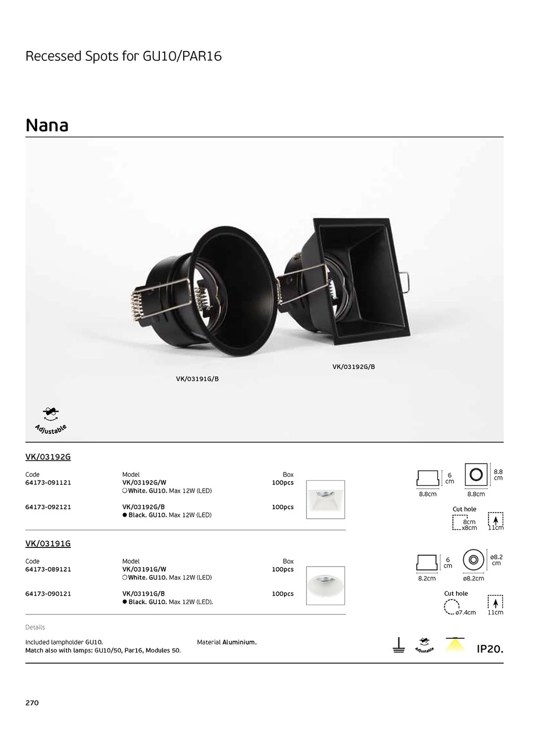 Σποτ στρογγυλό κινητό GU10/PAR16 Max12W (LED) IP20 ø8.2x6cm μαύρο VK/03191G/B 64173-090121 - μικρογραφία 4