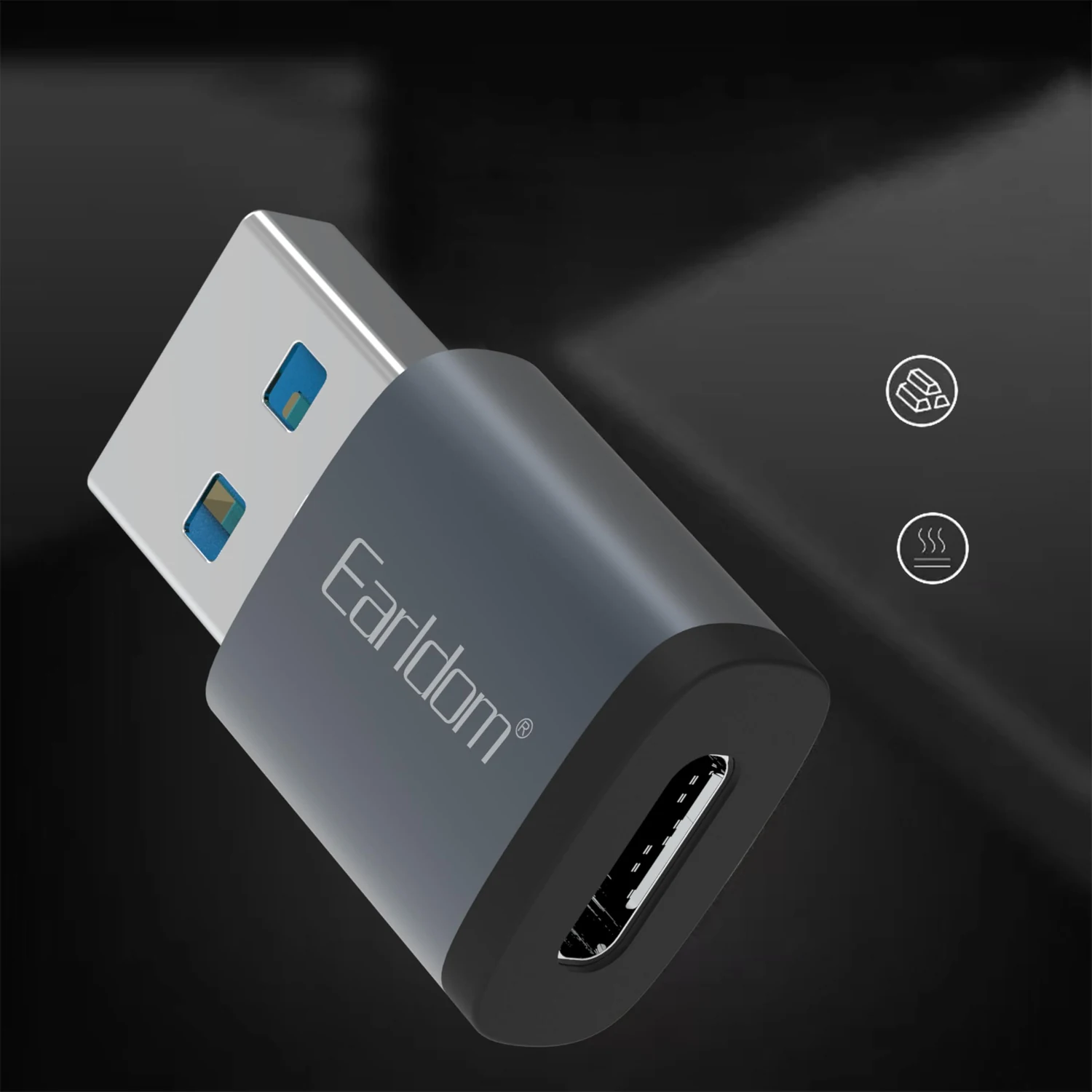 Earldom OT61 Μετατροπέας USB-A male σε USB-C female Γκρι - μικρογραφία 4