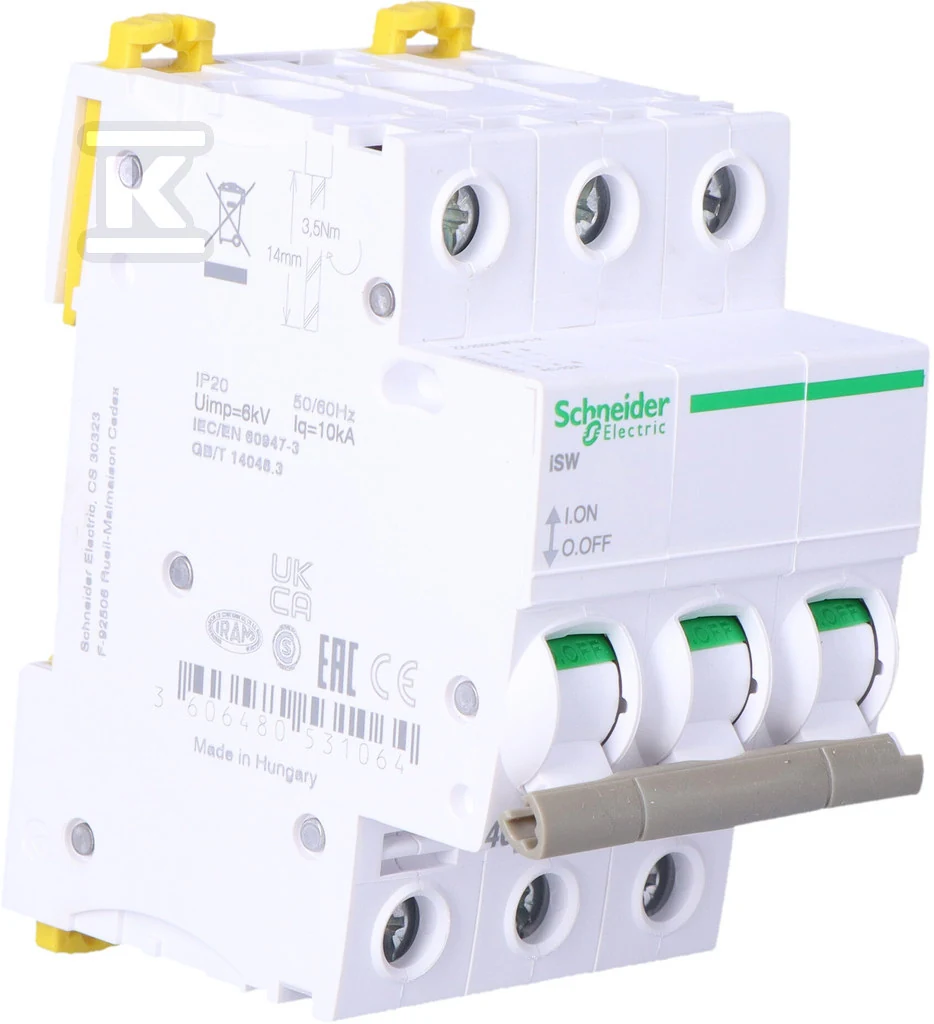 Schneider Electric Acti 9 iSW Τριπολικός Διακόπτης Ράγας 415V 40A A9S65340 - second view