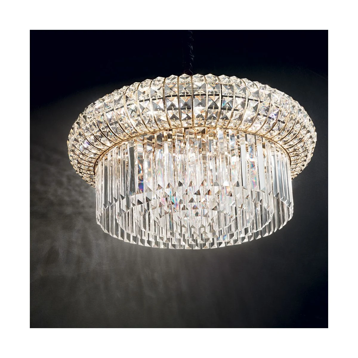 Ideal Lux Nabucco Πολυέλαιος 12xE14 Ø60cm με Κρύσταλλα Χρυσός 237794
