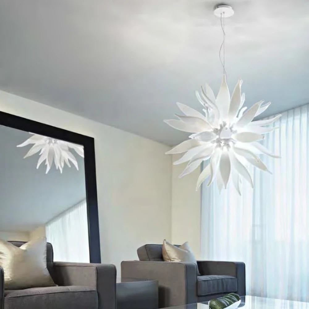 Ideal Lux Leaves SP8 Κρεμαστό Φωτιστικό για 8 Λαμπτήρες G9 Λευκό 63x69.5εκ. 111957