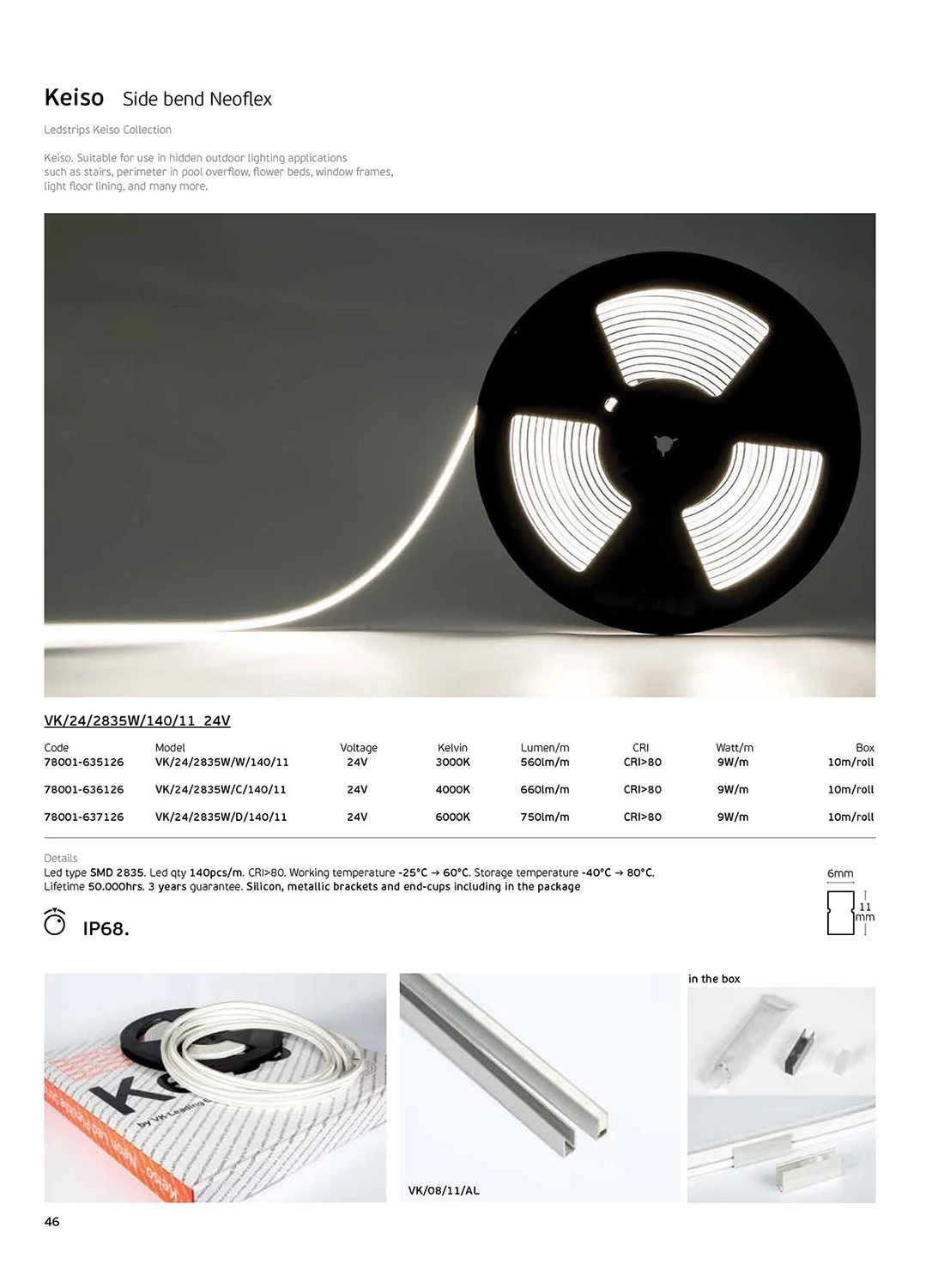VK Lighting Αδιάβροχη Ταινία LED VK/24/2835W/W/140/11 24V Θερμό Λευκό Φως 10m Neon Flex - μικρογραφία 6