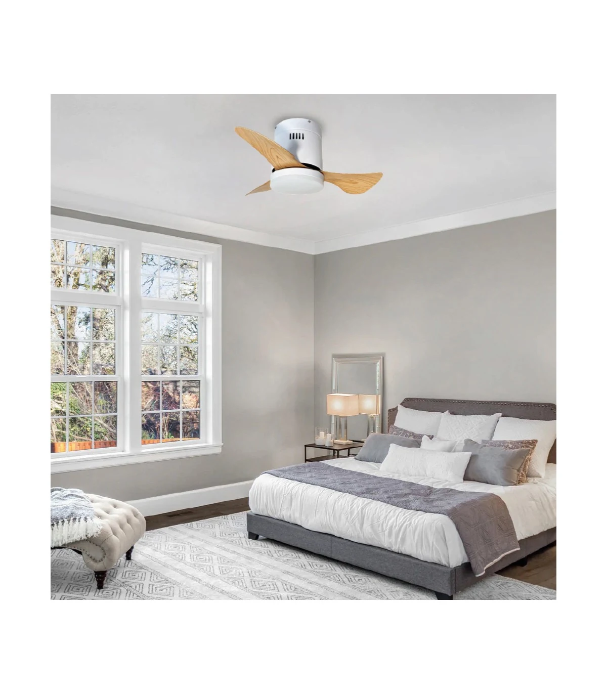 Ανεμιστήρας Οροφής Smart Alamo 102000510 Με Φως Dim Led 15W Και Τηλεχειριστήριο Φ137x45cm Natural-White itLighting Διάμετρος 137cm - second view