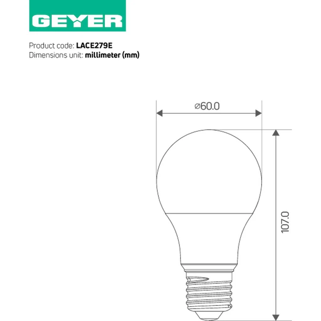 GEYER Λάμπα LED για Ντουί E27 8,5W 806lm 4000K Φυσικό Λευκό LACE279E - second view