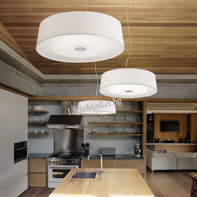 Φωτιστικό Οροφής Hilton 075501 50x21/230cm 4xE27 60W White Ideal Lux