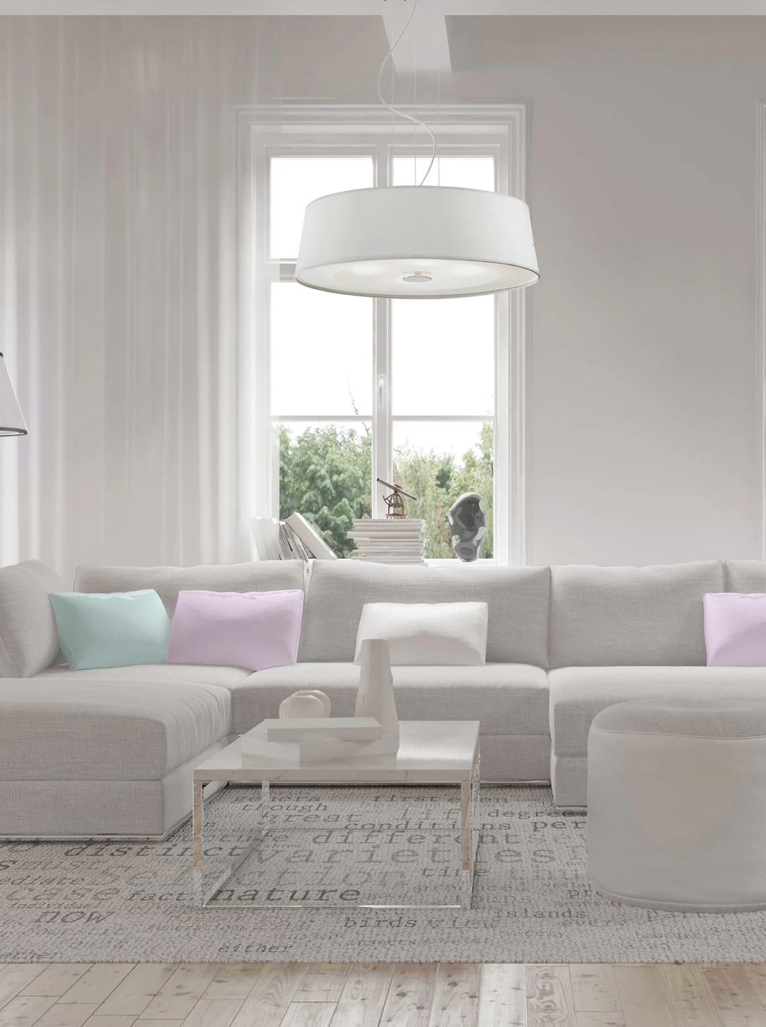 Φωτιστικό Οροφής Hilton 075501 50x21/230cm 4xE27 60W White Ideal Lux - second view