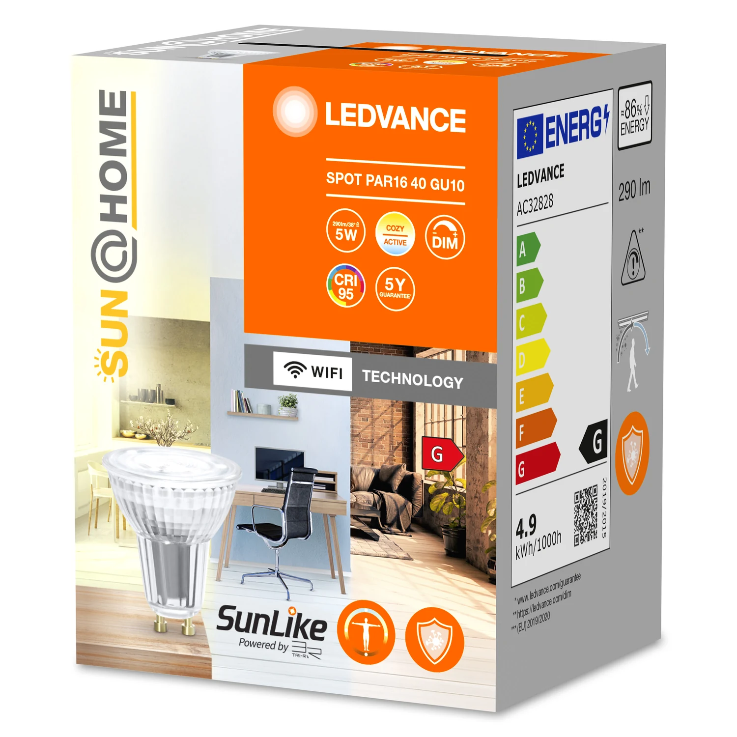 Ledvance Smart Λάμπα LED 4.9W για Ντουί GU10 και Σχήμα PAR16 Ρυθμιζόμενο Λευκό 268lm Dimmable 4058075575776 - second view
