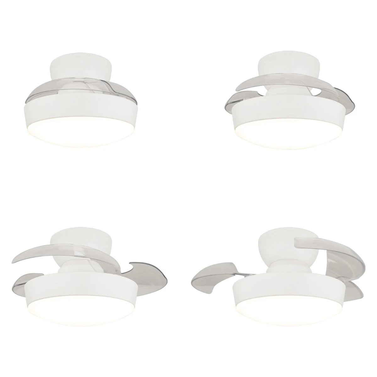 ZAMBELIS CEILING FAN WITH LED LIGHT 20W 3000K-4000K-6500K WHITE MATT METAL - TRANSPARENT POLYCARBONATE BLADES-25329 - μικρογραφία 5