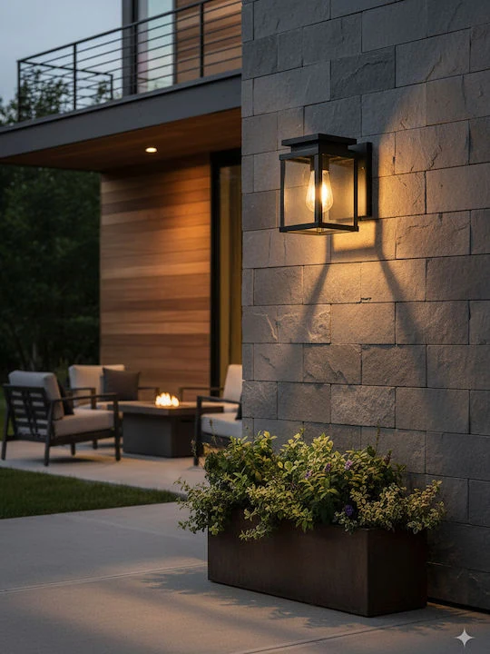 VK Lighting VK/03066/WA/B Επιτοίχιο Φαναράκι Εξωτερικού Χώρου E27 σε Μαύρο Χρώμα - μικρογραφία 4