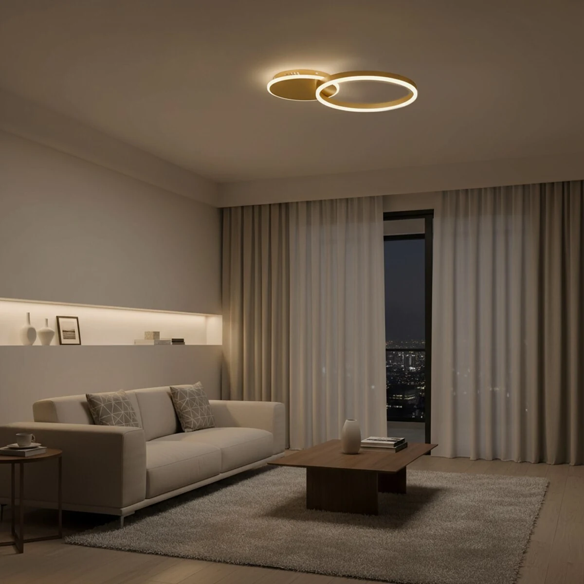 kelvo® VENOM Φωτιστικό Οροφής LED 45W 4500lm 360° AC 220-240V IP20 Ρυθμιζόμενο Λευκό CCT με Χειριστήριο από 2700K έως 6000K Dimmable - Lumileds SMD Chip - Χρυσό Πλατίνα - Μ60 x Π40 x Υ7.5cm - 3 Χρόνια Εγγύηση KLV-101-0183 - μικρογραφία 4
