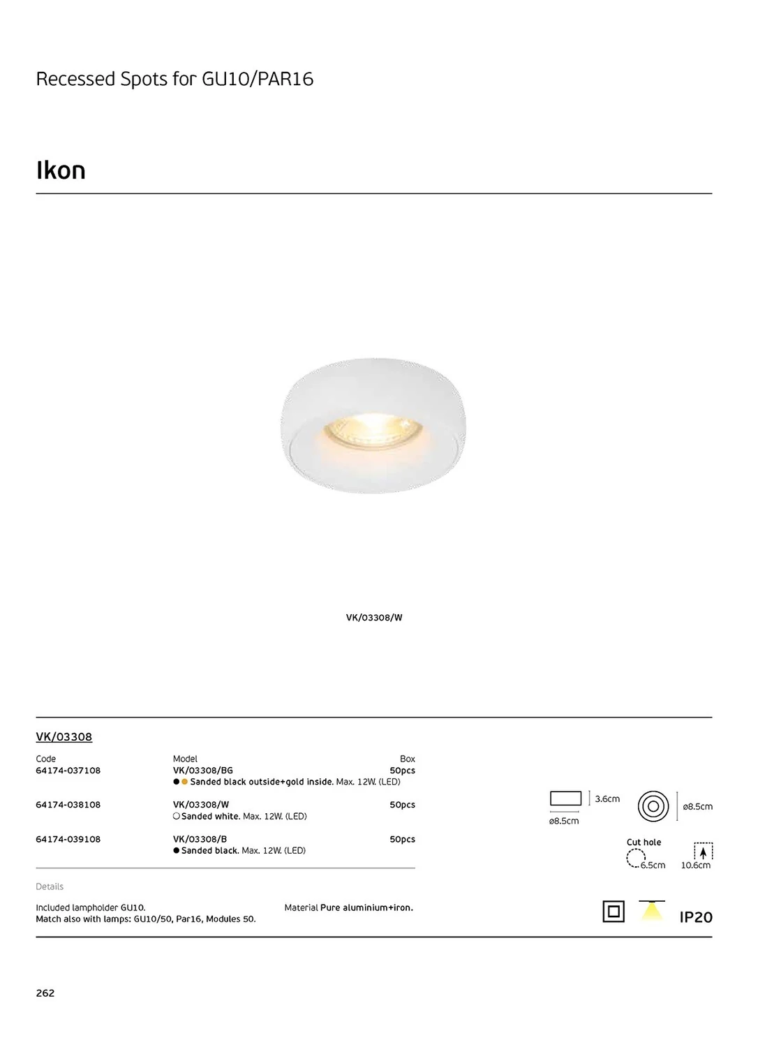 VK Lighting Χωνευτό Σποτ Μαύρο 8.5x8.5εκ. VK/03308/BG 64174-037108 - second view