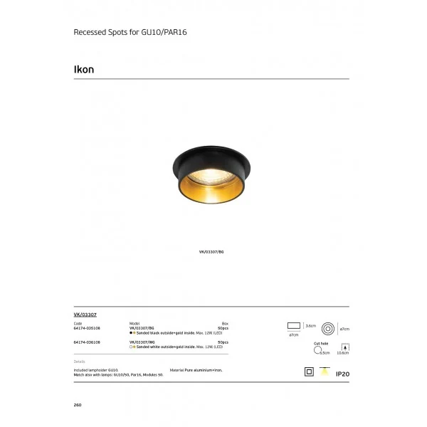 VK Lighting Χωνευτό Σποτ Μαύρο 7x7εκ. 1τμχ VK/03307/BG 64174-035108 - μικρογραφία 4