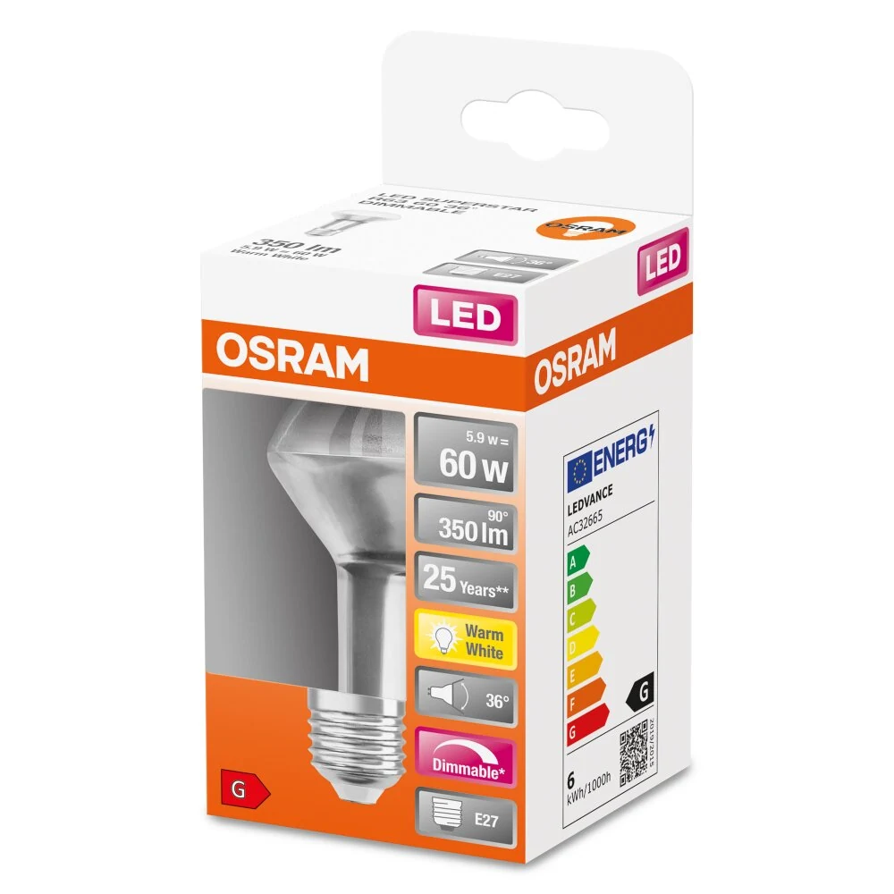 Ledvance Λάμπα LED 4.9W για Ντουί E27 και Σχήμα R63 Θερμό Λευκό Dimmable 4058075126008 - second view