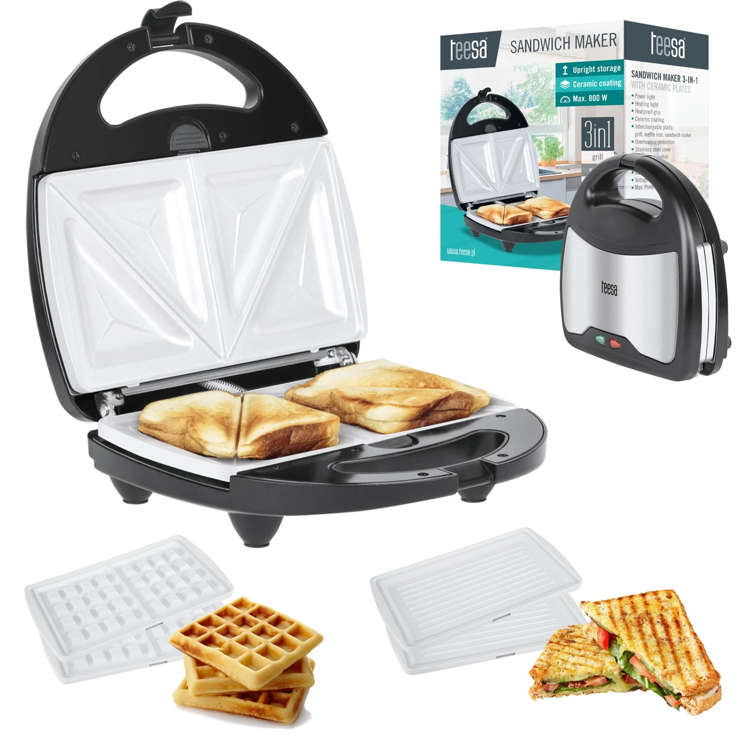 TEESA 3 IN 1 SANDWICH,GRILL,WAFFLE - μικρογραφία 4